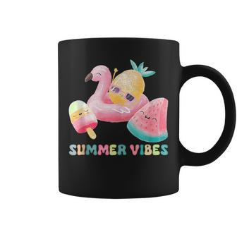 Summer Vibes Flamingo Floating Ice Cream Watermelon Coffee Mug | Mazezy