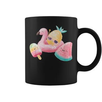 Summer Vibes Flamingo Floating Tire Ice Cream Watermelon Coffee Mug | Mazezy