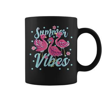 Summer Vibes Tropical Bird Pink Flamingo Flower Hello Summer Coffee Mug | Mazezy