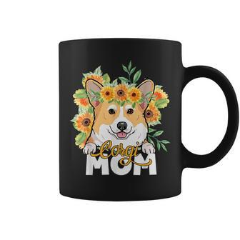 Sunflower Corgi Mom Cute Puppy Mothers Day Dog Mom Coffee Mug | Mazezy