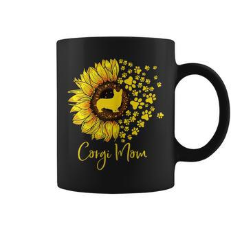Sunflower Paw Corgi Mom Best Corgi Mom Ever Mothers Day Coffee Mug | Mazezy