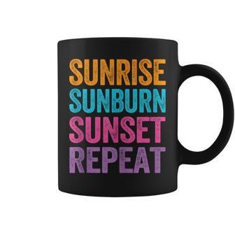 Sunrise Sunburn Sunset Repeat Funny Beach Vacation Coffee Mug | Mazezy