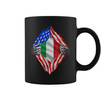 Super Italian Heritage Proud Italy Roots Usa Flag Coffee Mug | Mazezy