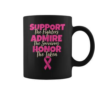 Support Fighters Admire Survivors Breast Cancer Awareness Coffee Mug - Seseable