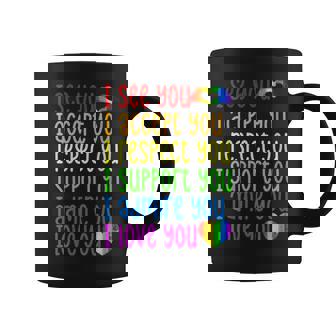 Support Lgbt Pride Month Love Lgbtq Trans Gay Lesbian Bi Coffee Mug | Mazezy