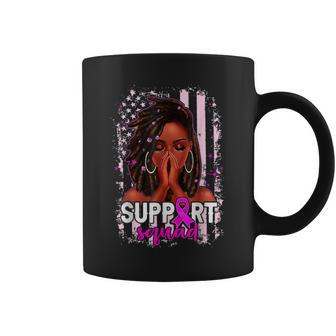 Support Squad Afro Black Girls Warrior Breast Cancer Coffee Mug | Mazezy