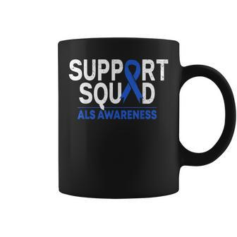 Support Squad Als Awareness Month Blue Ribbon Support Team Coffee Mug | Mazezy