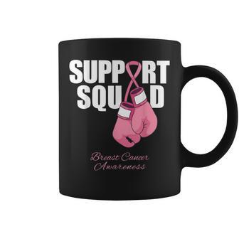 Support Squad Breast Cancer Awareness Pink Boxing Gloves Coffee Mug | Mazezy