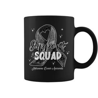 Support Squad Butterfly Black Ribbon Melanoma Cancer Coffee Mug - Seseable