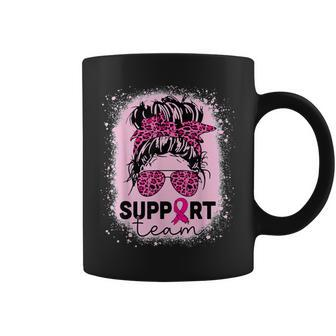 Support Squad Messy Bun Breast Cancer Awareness Pink Ribbon Coffee Mug - Seseable