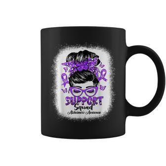 Support Squad Messy Bun Butterfly Alzheimers Awareness Coffee Mug | Mazezy