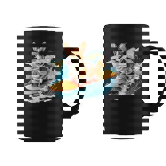 Surfing Corgi On A Surfboard On A Wave Surf Beach Coffee Mug | Mazezy