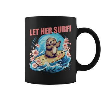 Surfing Otter 841 Funny Cute Let Her Surf Coffee Mug - Thegiftio UK
