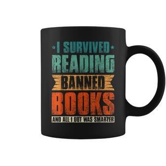 I Survived Reading Banned Books Book Lover Bookaholic Coffee Mug - Seseable