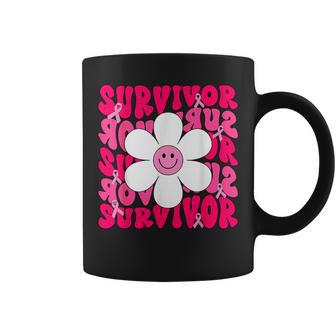 Survivor Breast Cancer Awareness Retro Groovy Breast Cancer Coffee Mug - Seseable