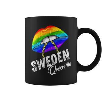 Sweden Queen Lgbtq Gay Pride Flag Lips Rainbow Swedish Coffee Mug | Mazezy