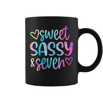 Sweet Sassy And Seven Girls Birthday Tie Dye 7 Year Old Kids Coffee Mug - Monsterry AU