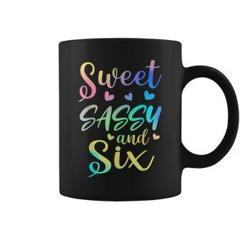 Sweet Sassy And Six Girls Birthday Tie Dye 6Th Bday Girl Coffee Mug - Seseable