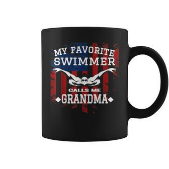 Swim Grandma Us American Flag Swimming Coffee Mug | Mazezy