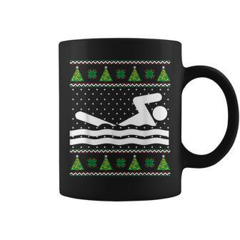 Swimming Ugly Christmas Sweater Coffee Mug - Seseable
