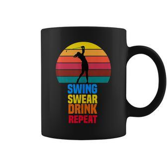 Swing Swear Drink Repeat Funny Golfer Golf Lovers Quote Golf Funny Gifts Coffee Mug | Mazezy