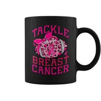 Tackle Breast Cancer Awareness Football Pink Ribbon Leopard Coffee Mug | Mazezy