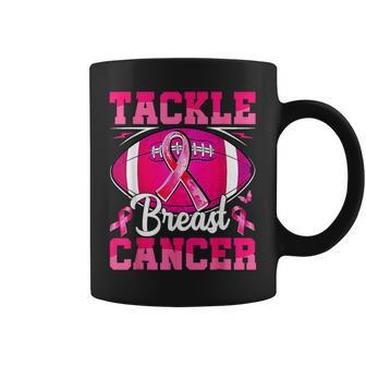 Tackle Breast Cancer Warrior Ribbon Football Support Coffee Mug