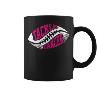 Tackle Football Ball Pink Ribbon Breast Cancer Awareness Coffee Mug - Seseable