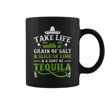 Take Life With A Grain Of Salt Slice Lime & Shot Of Tequila Gift For Women Coffee Mug - Thegiftio UK