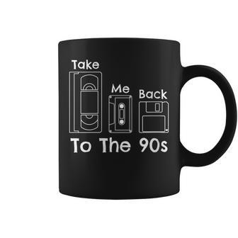 Take Me Way Back To The 90S Cassette Floppy Disc Video Tape 90S Vintage Designs Funny Gifts Coffee Mug | Mazezy