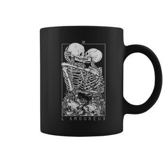 Tarot Card Kissing Skeleton Love Skull Bones Horror Goth Coffee Mug | Mazezy