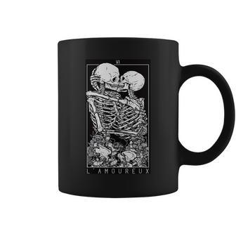 Tarot Card Kissing Skeleton Love Skull Bones Horror Goth Love Coffee Mug | Mazezy