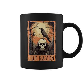 Tarot Card The Raven Crow Skull Spooky Halloween Coffee Mug - Seseable