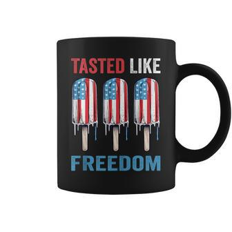 Tasted Like Freedom Us Flag Ice Cream 4Th Of July Popsicle Freedom Funny Gifts Coffee Mug | Mazezy