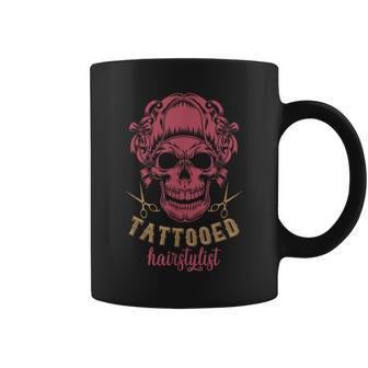 Tattooed Hair Stylist Inked Hairdresser Skull Hairstylist Coffee Mug | Mazezy