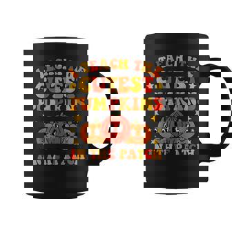 I Teach The Cutest Pumpkins Groovy Fall Autumn Halloween Halloween Coffee Mug | Mazezy