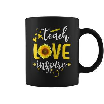 Teach Love Inspire Cute Sunflower Teacher Appreciation Gift Coffee Mug | Mazezy