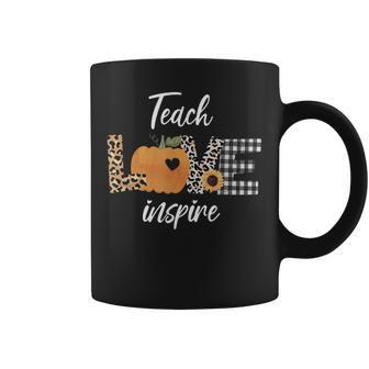 Teacher Teach Love Inspire Fall Autumn Pumpkin Pumpkin Coffee Mug | Mazezy