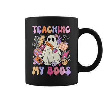 Teaching My Boos Ghost Halloween Groovy Retro Teacher's Day Coffee Mug - Monsterry