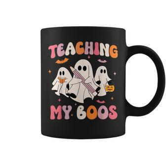 Teaching My Boos Spooky Teacher Ghost Halloween Groovy Retro Coffee Mug - Seseable