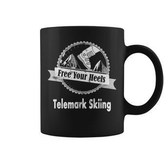 Telemark Skiing Free You Heel - Think Different Ski Skiing Funny Gifts Coffee Mug | Mazezy