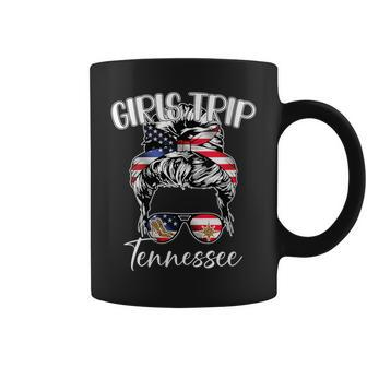Tennessee Girls Trip 2023 Messy Bun Usa American Flag Coffee Mug - Seseable