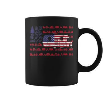 Tent Camper Van American Flag Camping 4Th Of July Camping Funny Gifts Coffee Mug | Mazezy
