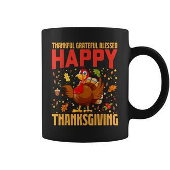 Thankful Grateful Blessed Happy Thanksgiving Turkey Women Coffee Mug | Mazezy