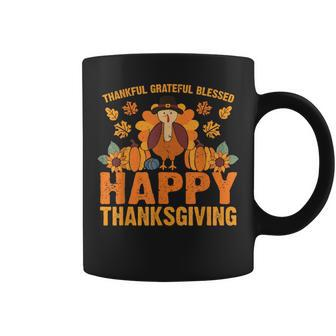 Thankful Grateful Blessed Thanksgiving Turkey Fall Autumn Coffee Mug | Mazezy