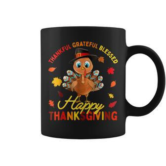 Thankful Grateful Blessed Thanksgiving Turkey Girls Coffee Mug | Mazezy