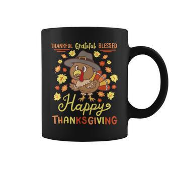 Thankful Grateful Blessed Turkey Gobble Happy Thanksgiving Coffee Mug - Thegiftio UK