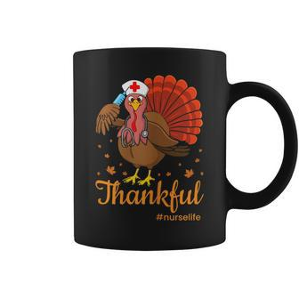 Thankful Nurse Life Turkey Cute Thanksgiving Nursing Rn Gift Gift For Womens Coffee Mug | Mazezy