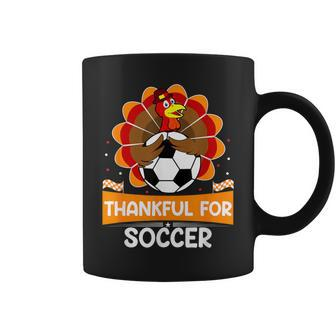 Thankful For Soccer Turkey Happy Thanksgiving Soccer Coffee Mug | Mazezy