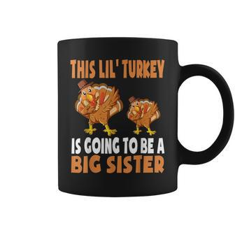 Thanksgiving Big Sister Outfit Pregnancy Announcement Girls Coffee Mug | Mazezy
